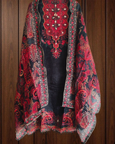 Graceful Glass Organza Kurta With Gotta & Pearl Work Dupatta Semi-Stitched Suit Set